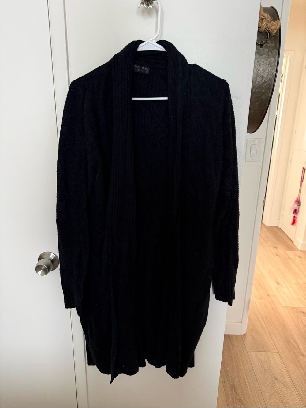 Black Open-Front Long Cardigan Barefoot Dreams